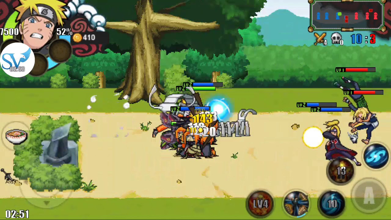 Gameplay du jeu Ninja Moba avec l'univers de Naruto sur mobile