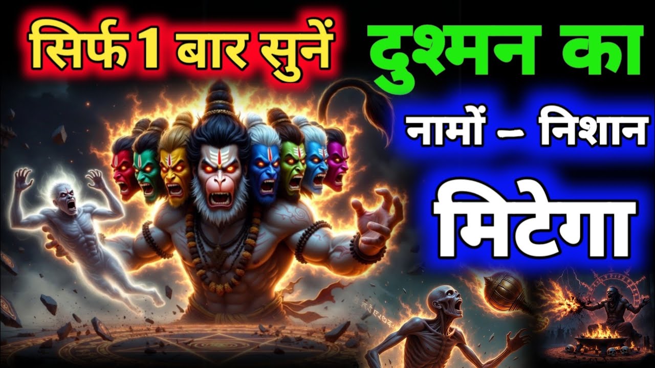 🚩सिर्फ 1 बार सुनें – दुश्मन का नामो-निशान मिटेगा | 11 मुखी हनुमान का प्रचंड मंत्र | 11Mukhi Hanuman 