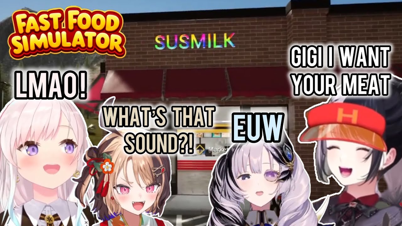 Shiori, Gigi, Reine, Iofi CHAOTIC Part Time Job in Fast Food Simulator [HIGHLIGHTS] | Hololive