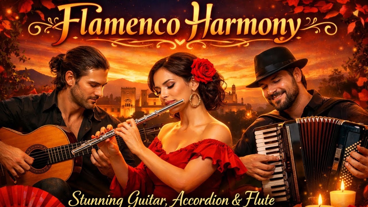 Armonía Flamenca 🌹 Guitarra, Acordeón y Flauta | Música Relajante