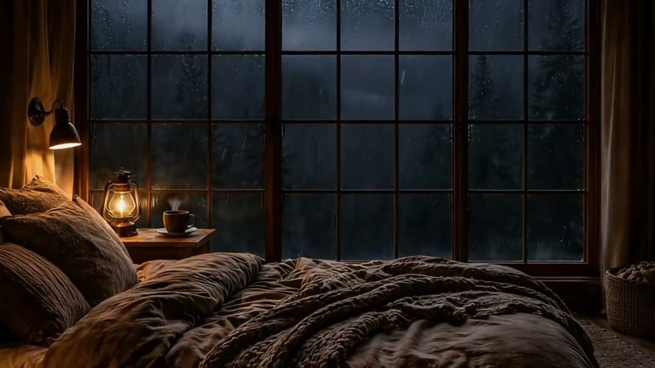 Fall Asleep Fast in a Cozy Bed 🌧️ Dark Rain Night by the Lake | Deep Sleep & Stress Relief