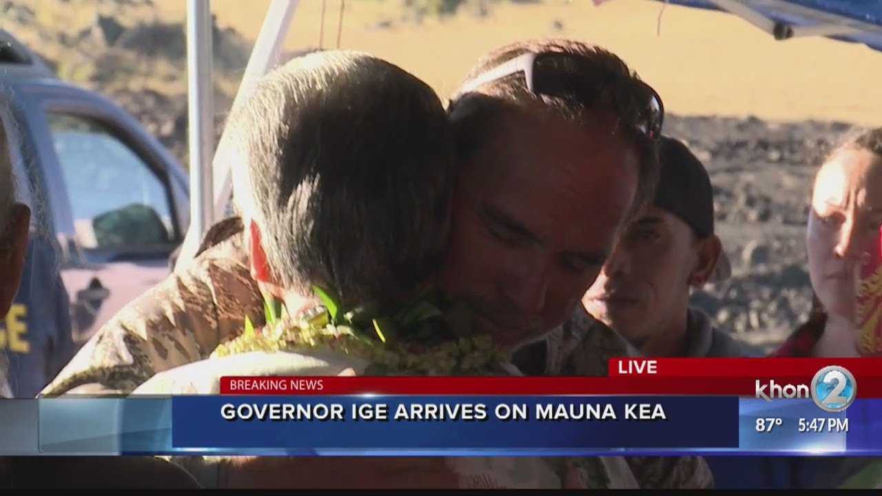 Governor David Ige arrives on Mauna Kea