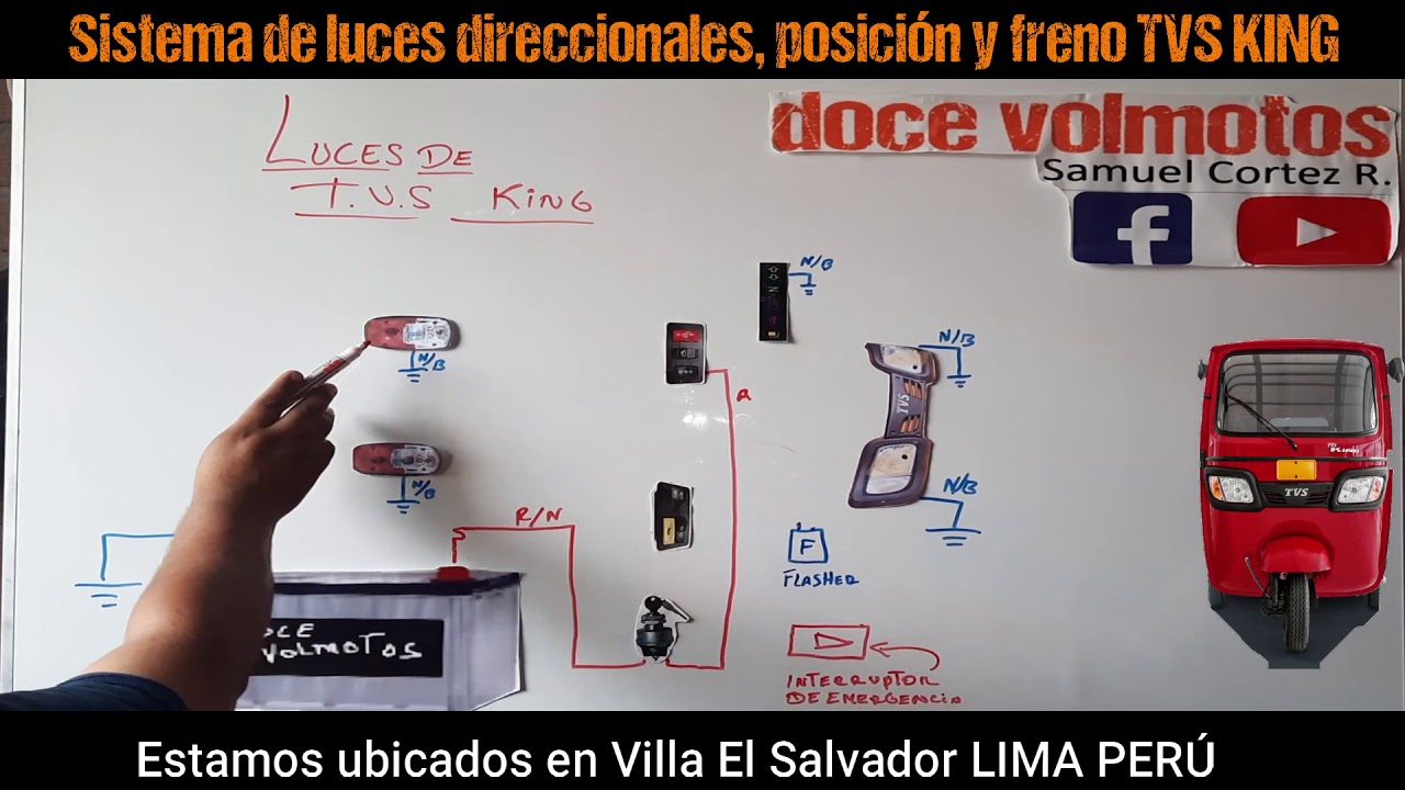 Sistema de luces direccionales, posición y freno TVS KING