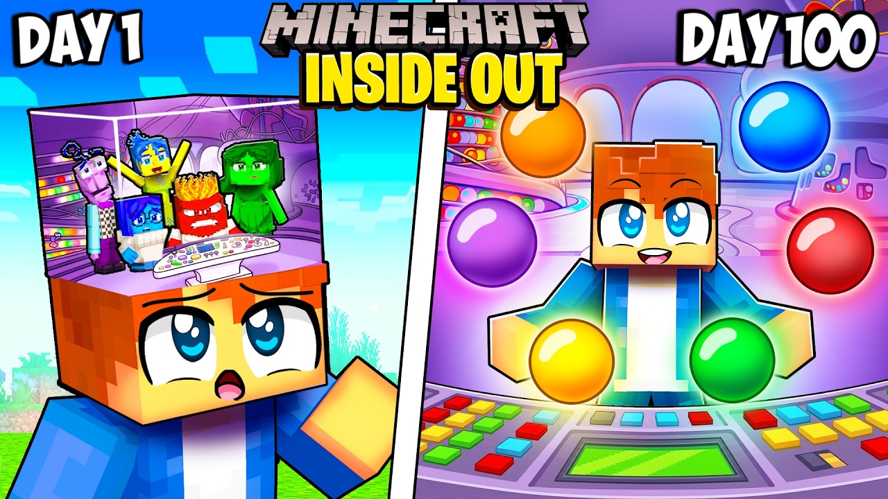 I Survived 100 Days in INSIDE OUT in Minecraft