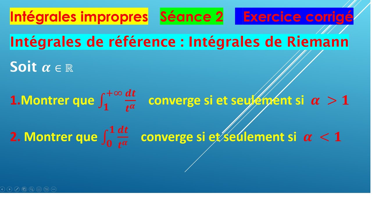 Intégrales de référence : Intégrales de Riemann
