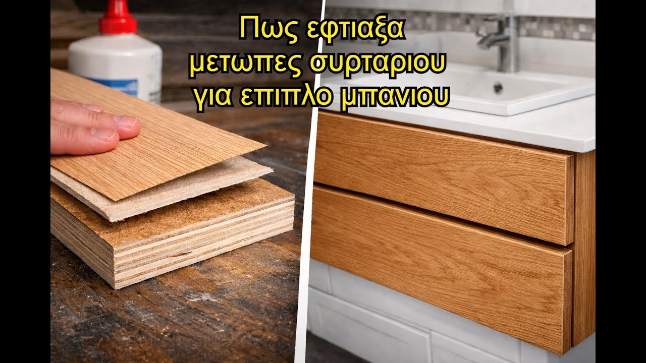 Πώς Έφτιαξα Μετώπες Συρταριών με Καπλαμά Δρυς για Έπιπλο Μπάνιου | DIY Κατασκευή ep.13