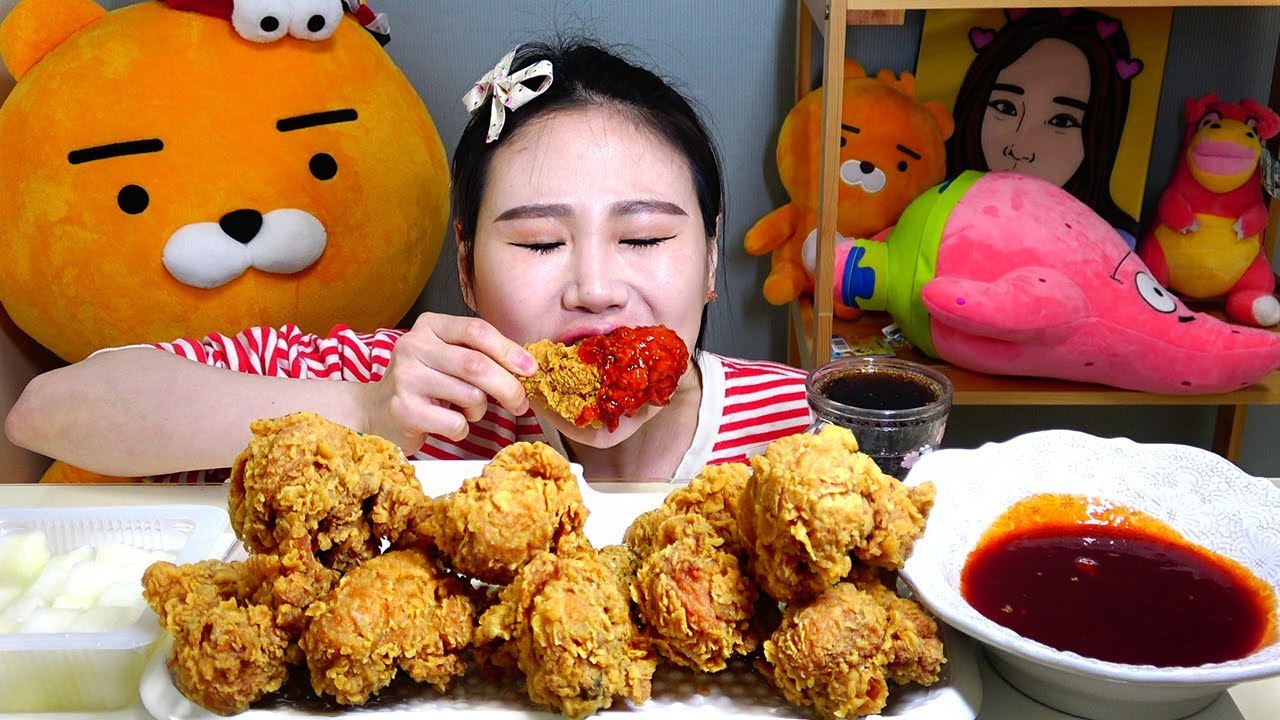 황금올리브닭다리 볼케이노핫소스 찍먹 먹방 Mukbang
