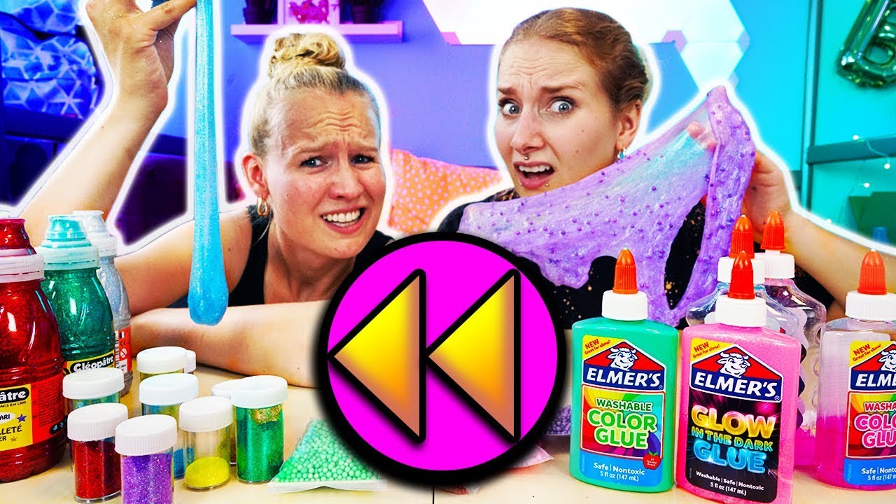 R&Uuml;CKW&Auml;RTS SLIME CHALLENGE Schleim Zutaten in falscher Reihenfolge? Kann das klappen? Nina vs. Kathi