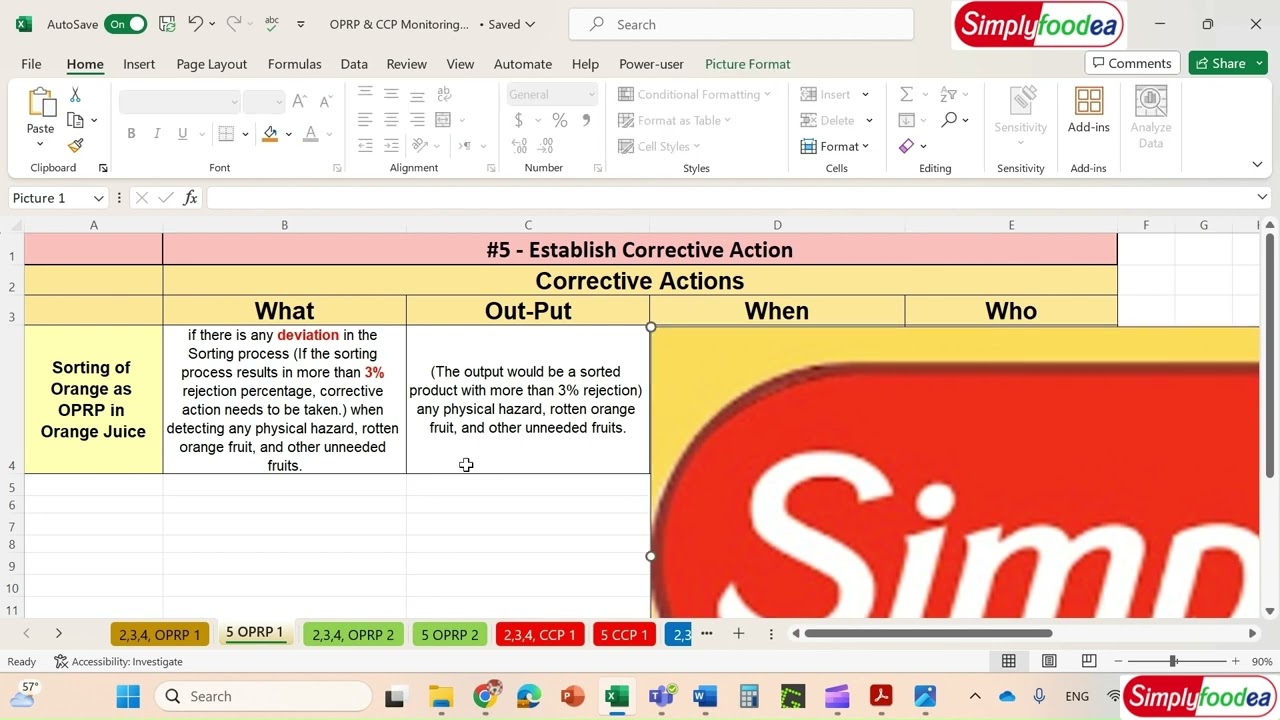 38- #corrective #action  / #correction for #sorting as #oprp in your #haccp plan ( #foodsafety  )