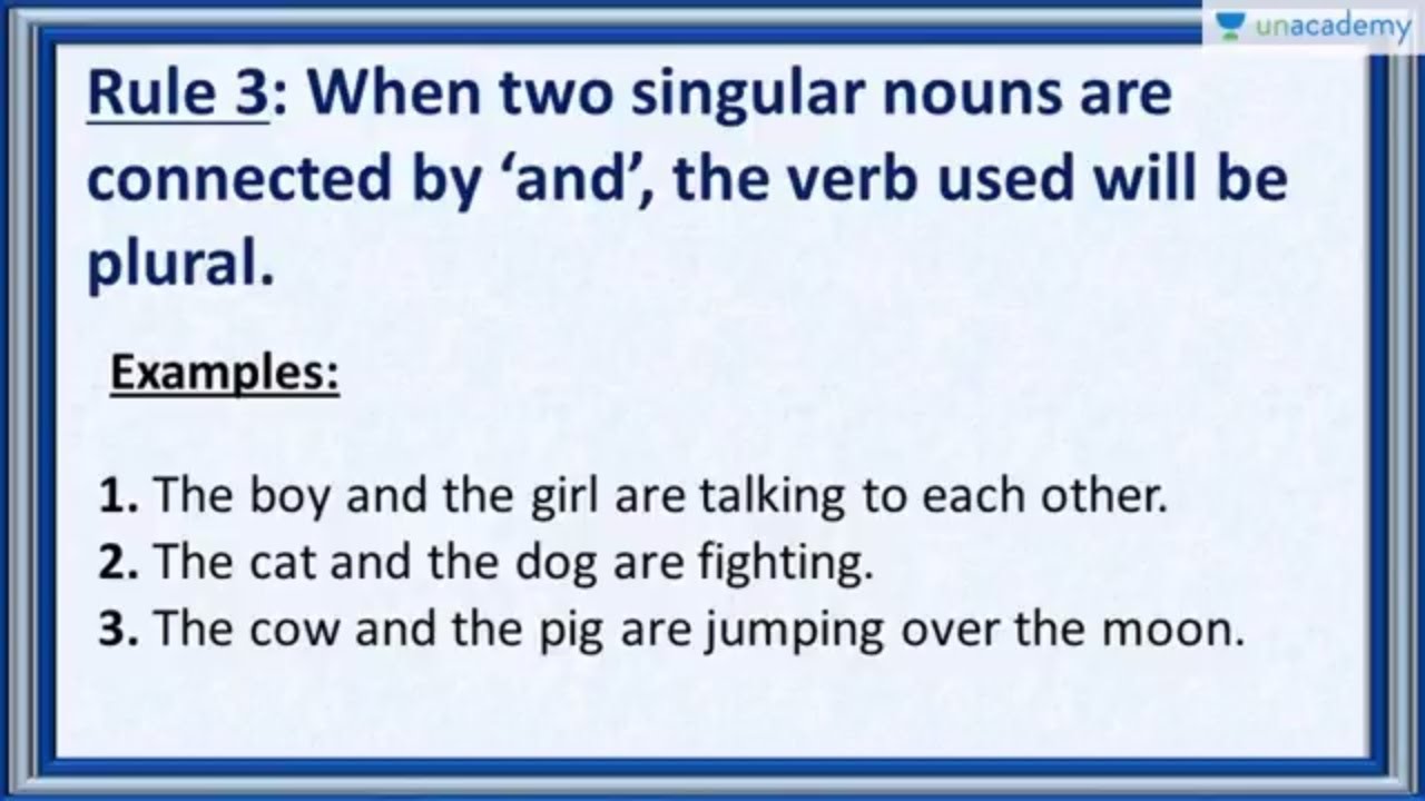 Subject Verb Agreement - Rule 3 - When Two Singular Nouns joined by 'and' (in Hindi)