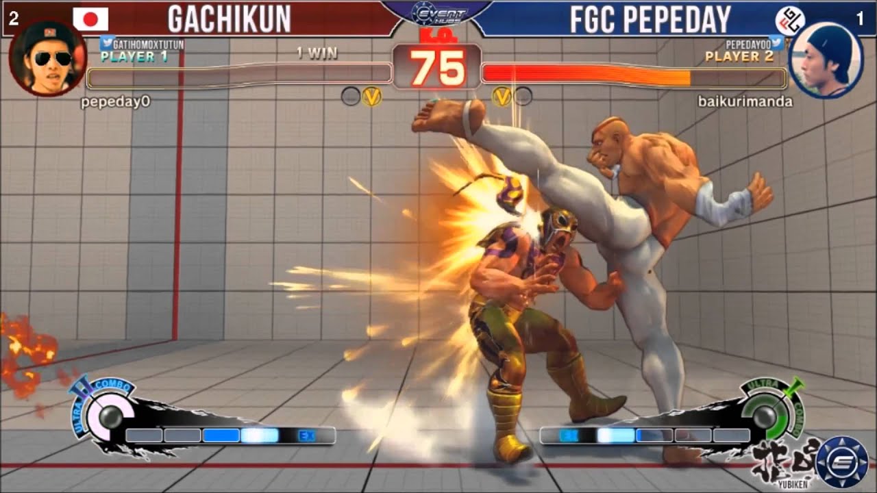 USF4: EventHubs exclusive - Gachikun (Sagat) vs. Pepeday (El Fuerte) set 2