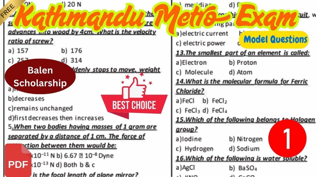 Kathmandu Metro Scholarship model question | Balen Scholarship | Fix MCQs for Balen Scholarship