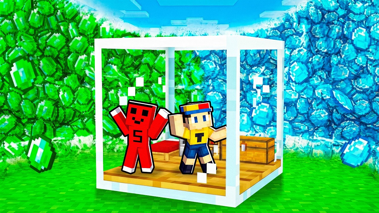 ELMAS ve Z&Uuml;MR&Uuml;T TSUNAMİSİNE KARŞI CAM SIĞINAK YAPTIK !! - Minecraft