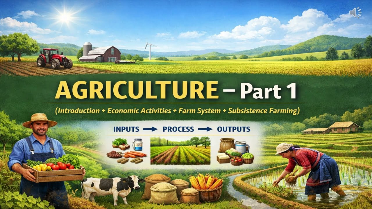 Chapter 3 AGRICULTURE—Part 1 (8th Class Geography)