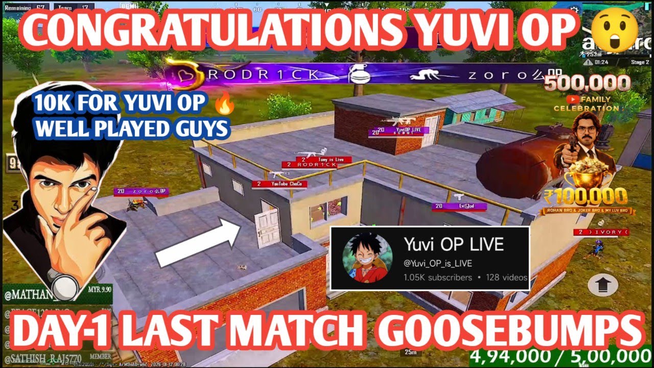 DAY-1 WINNER 🏆 Yuvi op Team 😳 Last Match Semma THRILLER poduuu 🔥 #bgmilive #madan #TN49YT #bgmi 