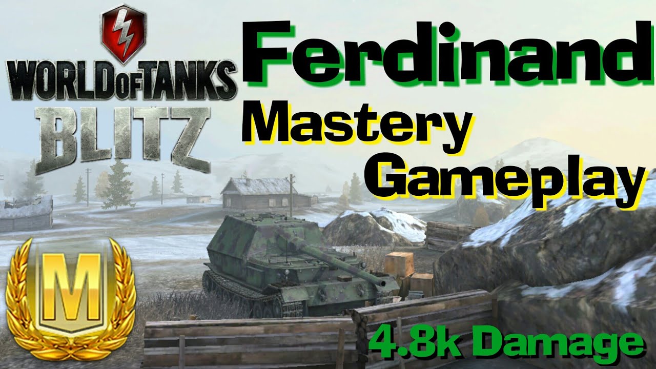 WOT Blitz Ferdinand 4.8k Damage Mastery Gameplay