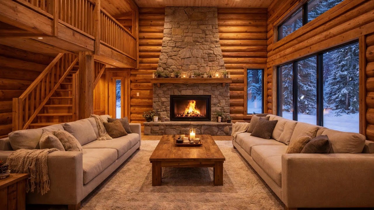 Firelight and Falling Snow  Cozy Winter Focus and Relaxed Evenings