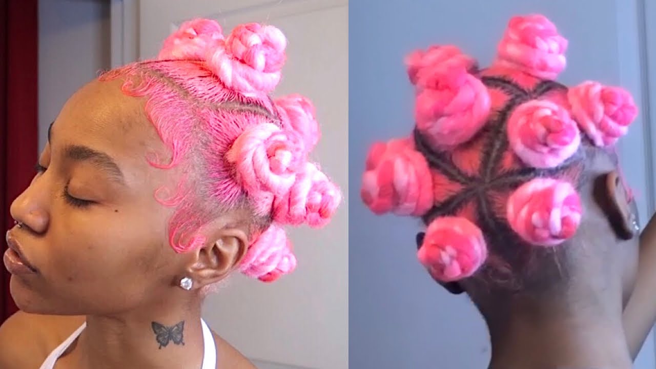 PINK BANTU KNOT TUTORIAL (WITH ADDED HAIR)