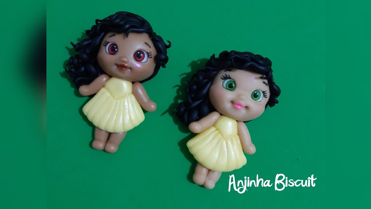 Diy aplique para laços Menina em biscuit, manual! (Aplique p/ laços)