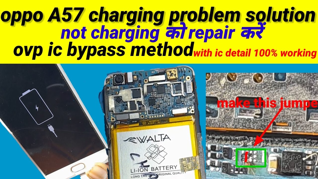 OPPO A57 charging problem solution । with vbus +5v track detail . ovp ic bypass method
