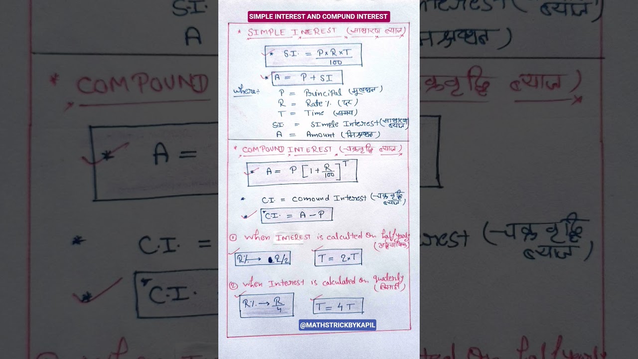 Simple Interest & Compound Interest Trick🔥SSC CGL,Railway,Banking,UPSC CSAT, MPTET,UPSI Exams#shorts
