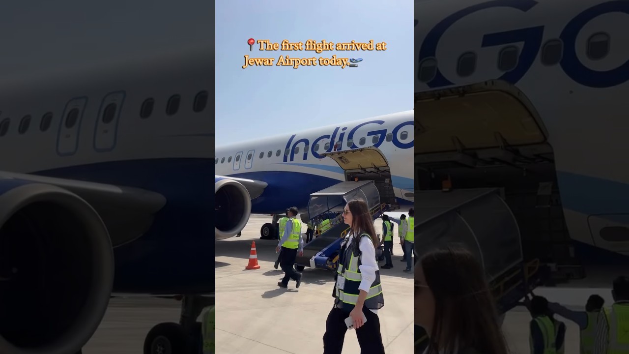 Первый рейс IndiGo прибыл в аэропорт Джевар📍✈️ #аэропортджевар #indigo #виральное #индийскийаэроп...