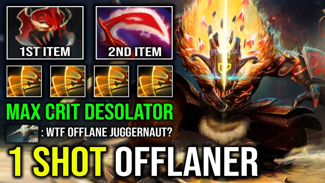 WTF Madness Mask Desolator Offlane Juggernaut 1 Shot Crit Slash Unkillable Hard Carry Dota 2