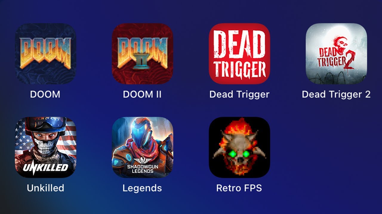 Doom,Doom II,Dead Trigger,Dead Trigger 2,Unkilled,Shadowgun Legends,Retro FPS,ШУТЕР ИГРЫ для iOS