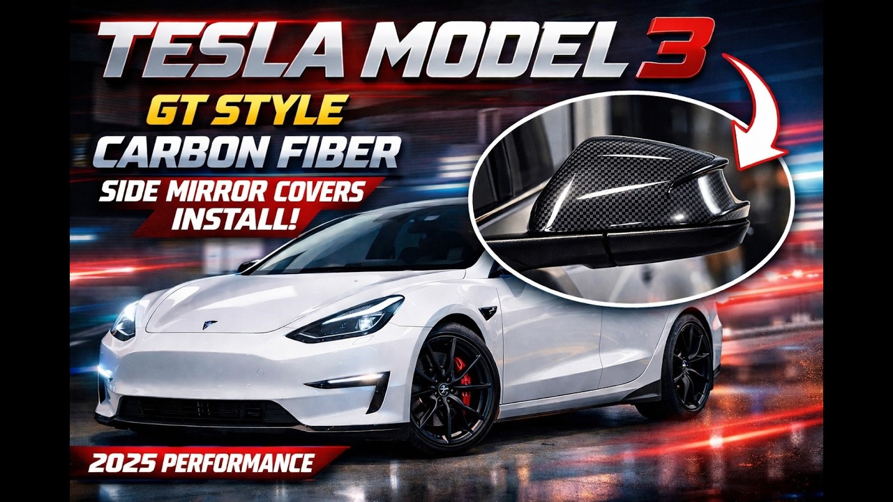 Карбоновые накладки на боковые зеркала в стиле Tesla Model 3 GT — Teslaunch