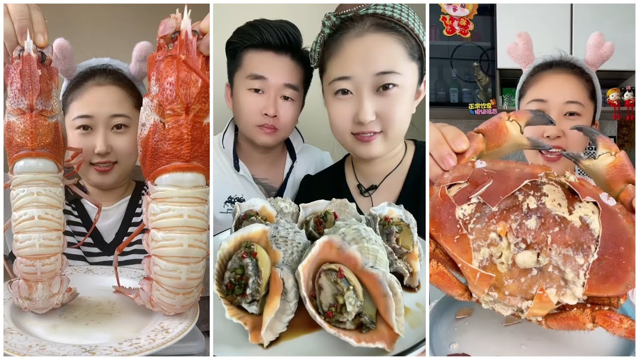 Seafood #66 challenge Eating Seafood, Shrim، Crap, Squid 😋😋{ Asmar} #oyster #salmon #shrim #lopster