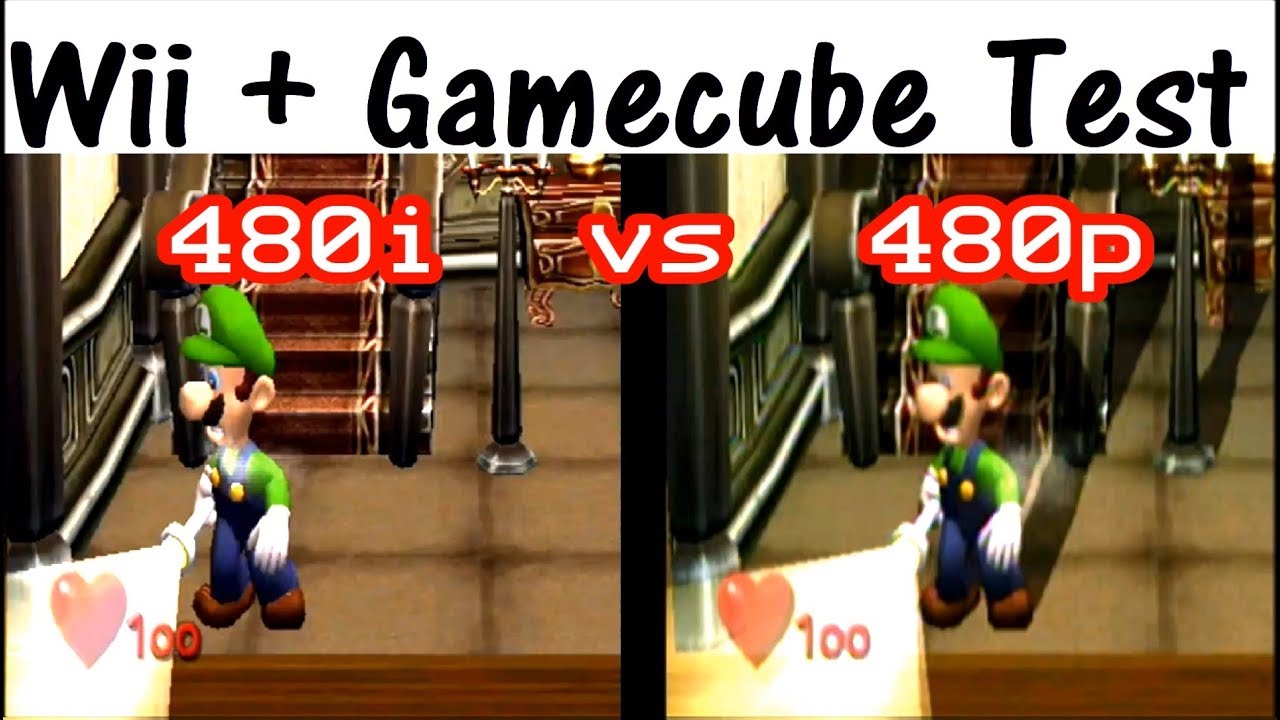 Gamecube on Wii with Component cables; split screen comparison