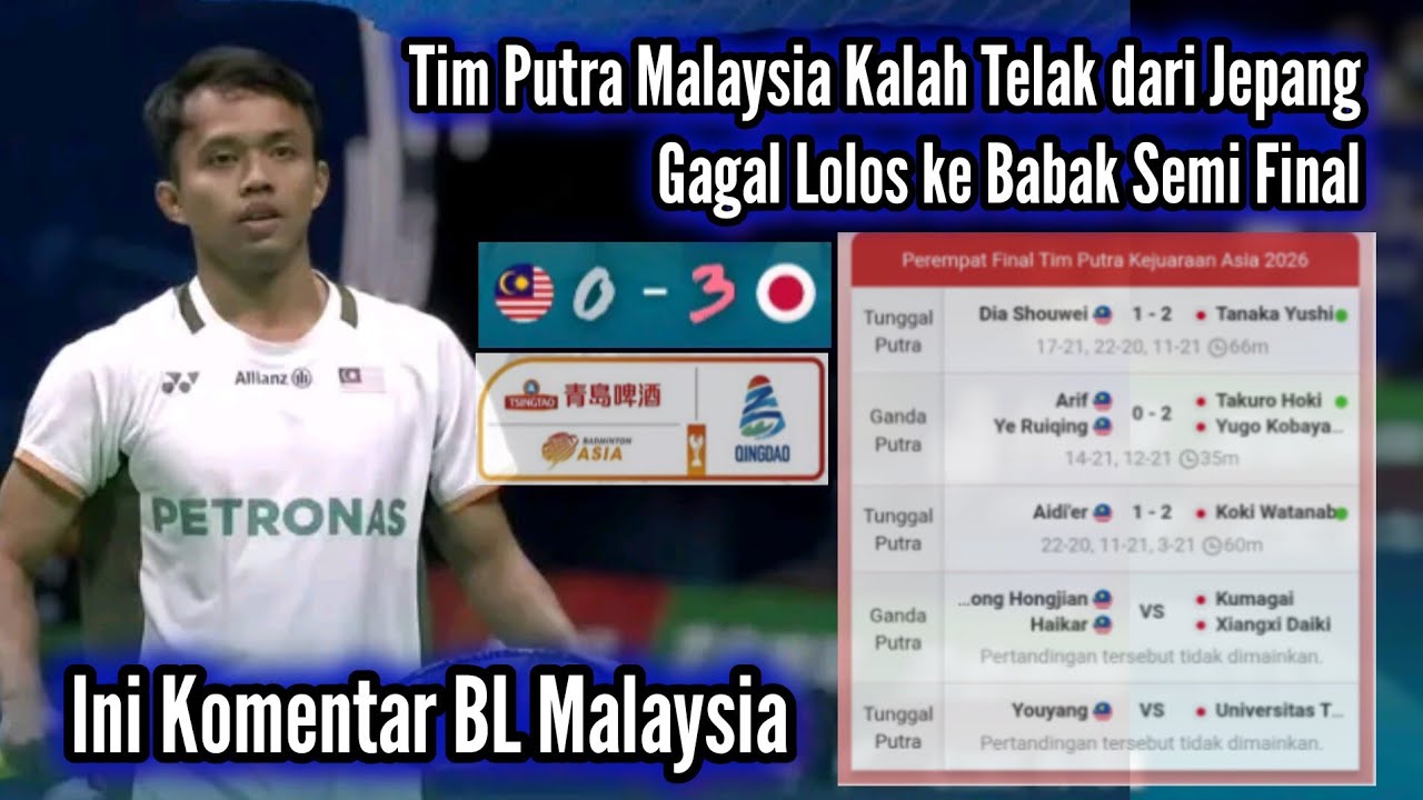 Komen BL Malaysia Marah Tim Putra Malaysia Gagal ke Semi Final BATC usai Kalah Telak 0-3 dari Jepang