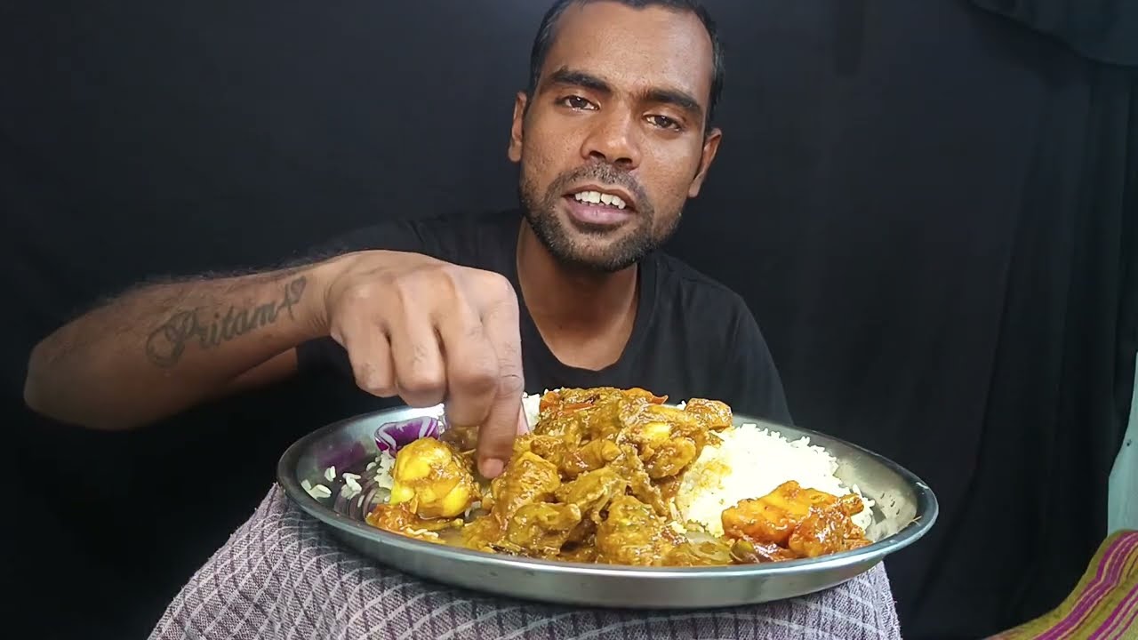 CHIKEN CRISPY MASALA CURRY🍗|| THE INDIAN FOOD🍗🍛 || ASMR MUBKANG EATING VIDEO #Hungrywitheating 