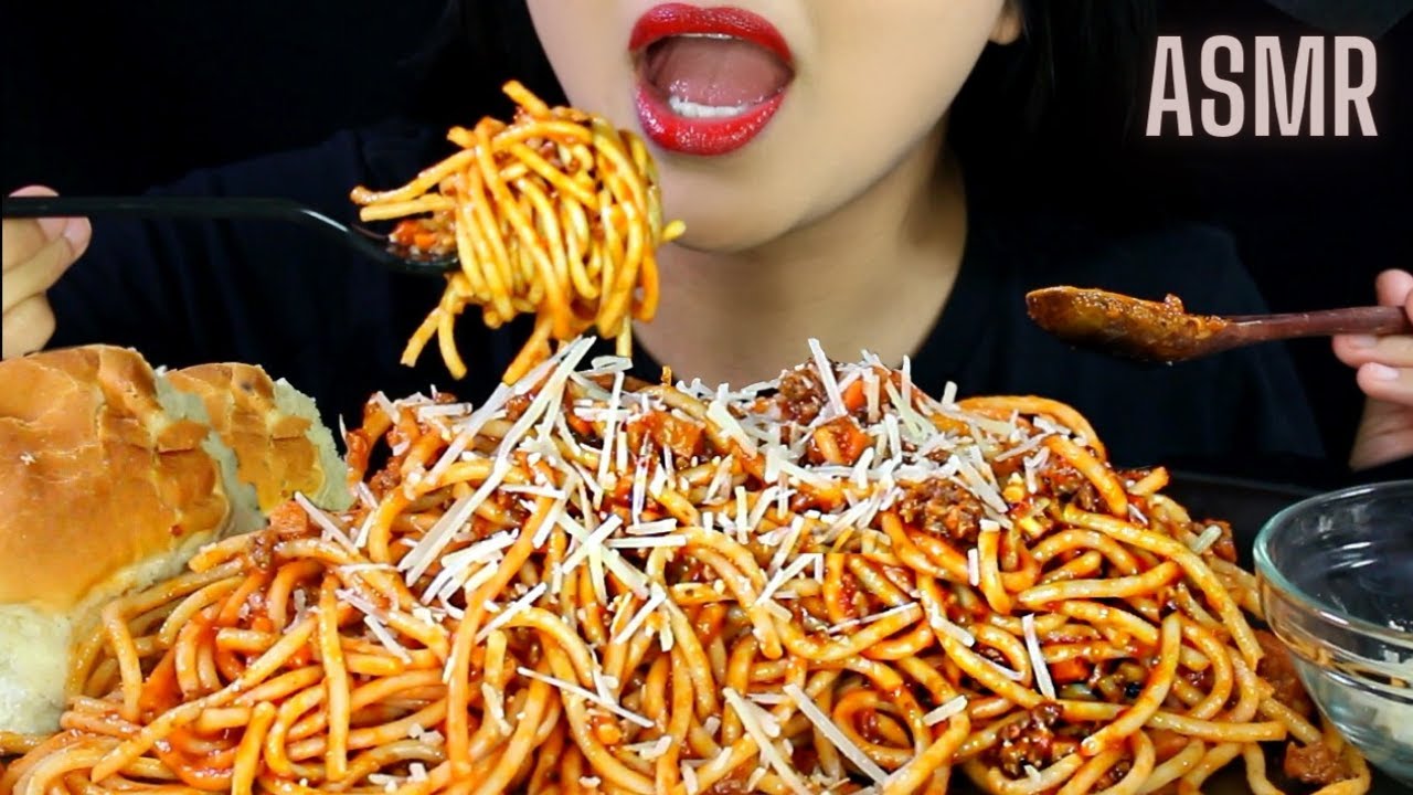ASMR SPAGHETTI and MEAT SAUCE Real Eating Sound MUKBANG HUNGRY CAKES