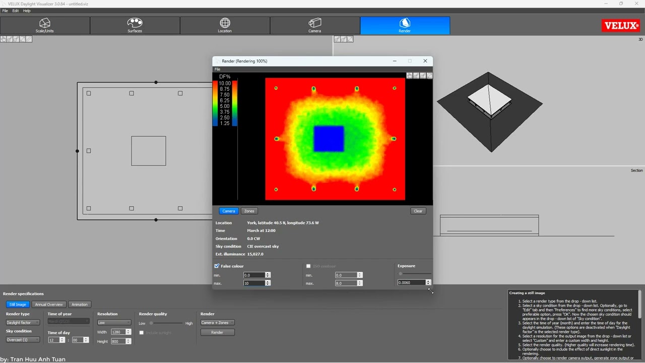 Daylight study with Daylight Visualizer (Velux)