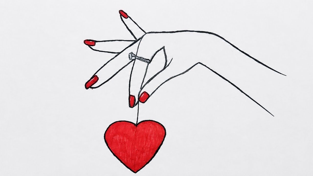 How to Draw a Hand Holding a Heart Step by Step ❤️