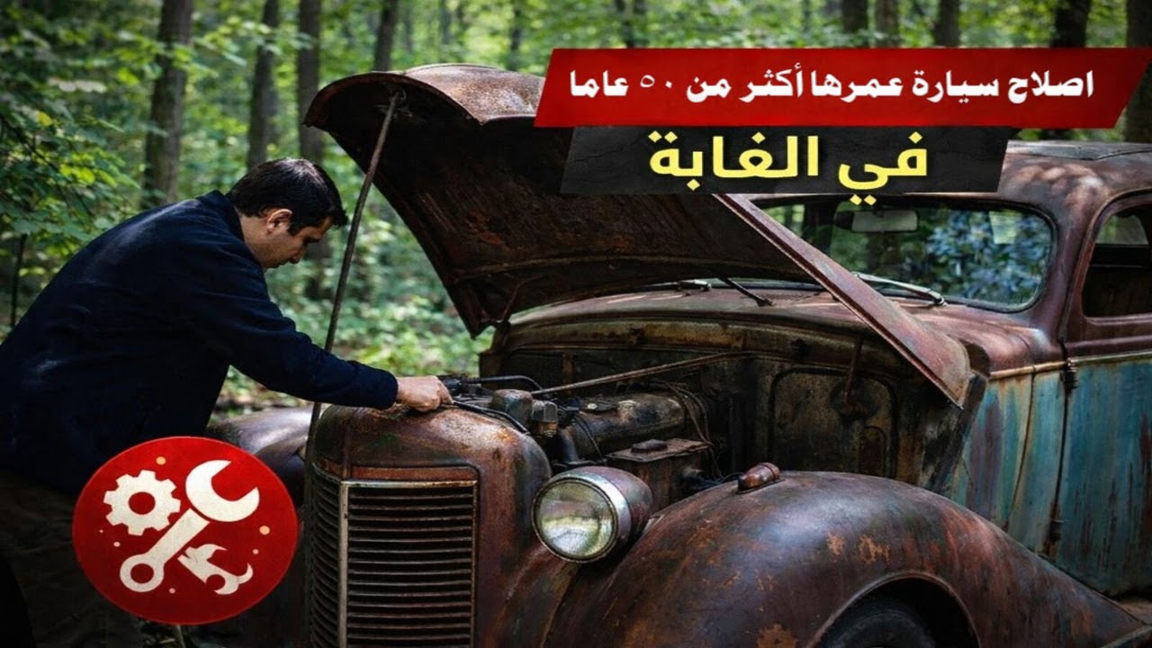 اصلاح سيارة قديمة في الغابة