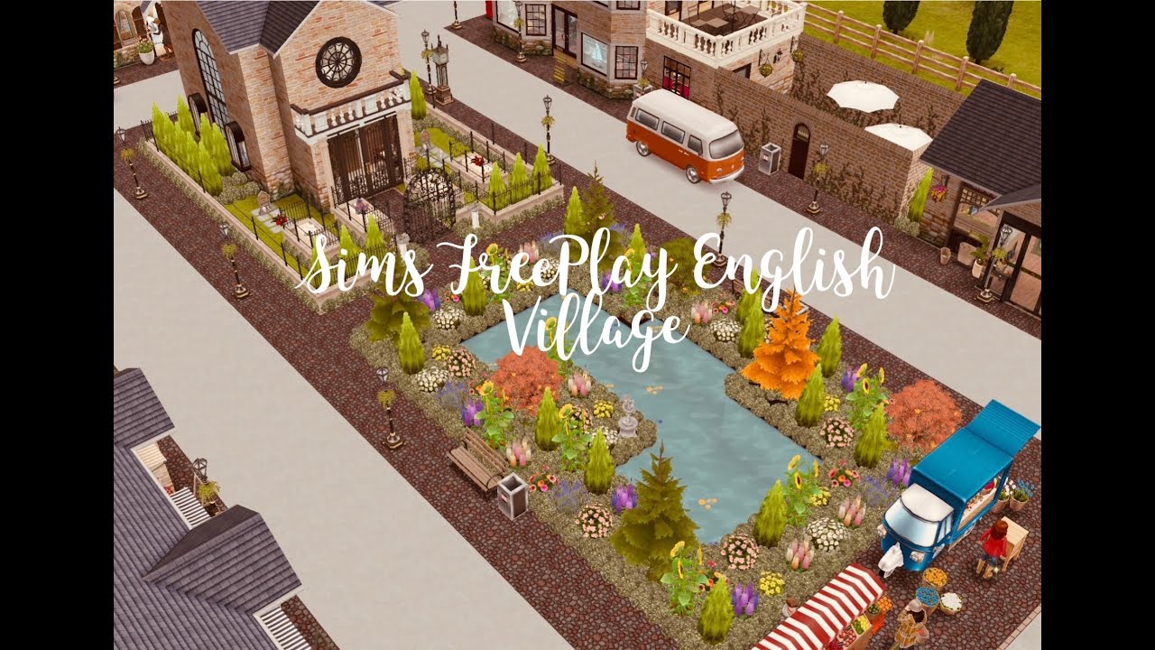 Sims FreePlay English Village 🫖🌺 Huge Build! Floor plans included! 🥰