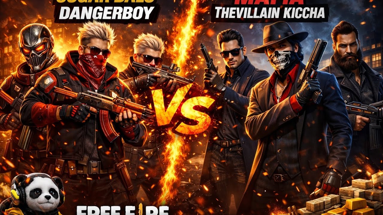 🔥 SUGAR BALU DANGER BOY 🆚 MAFIA THE VILLAIN KICCHA | FREE FIRE CS BATTLE 🔥