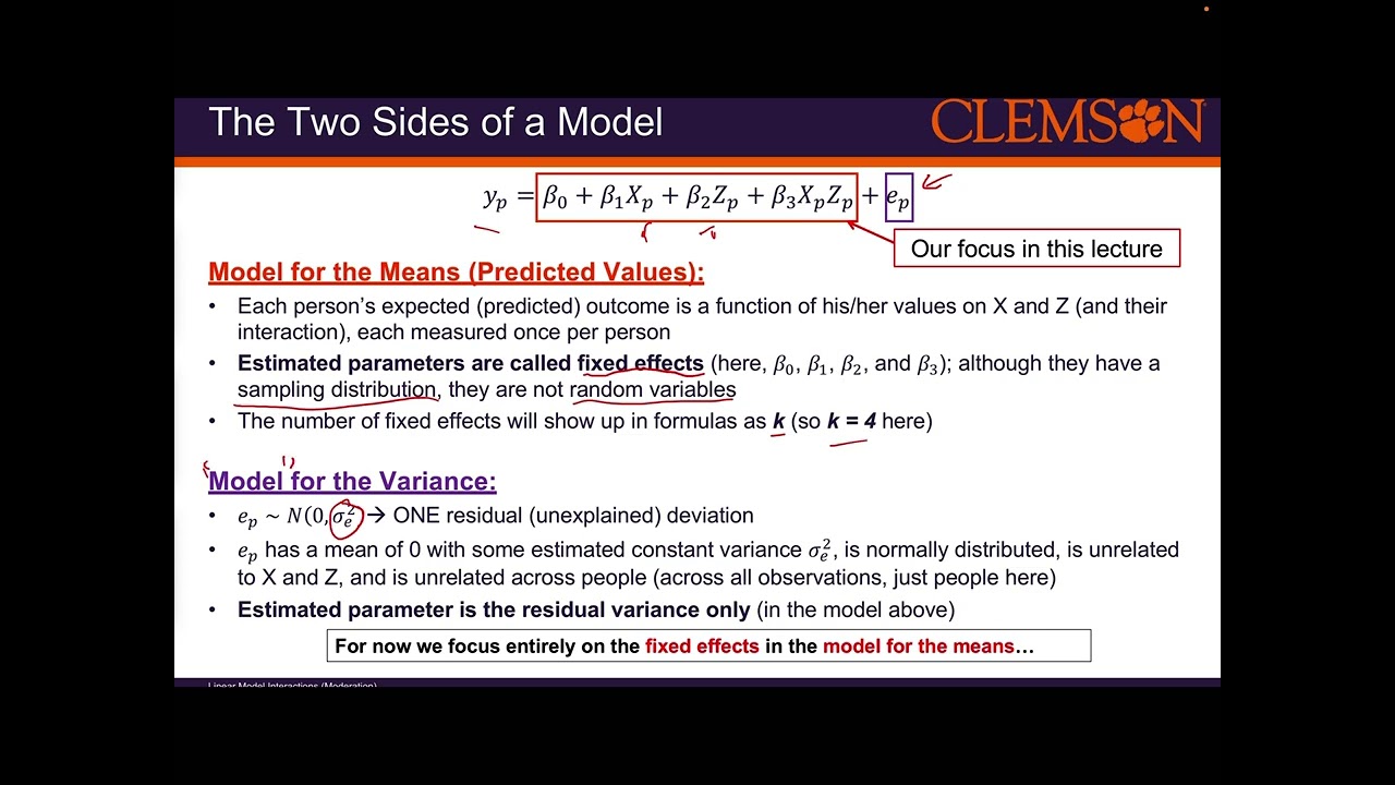 Multivariate Modeling Methods: Linear Model Interactions/Moderation  (Lecture 03)