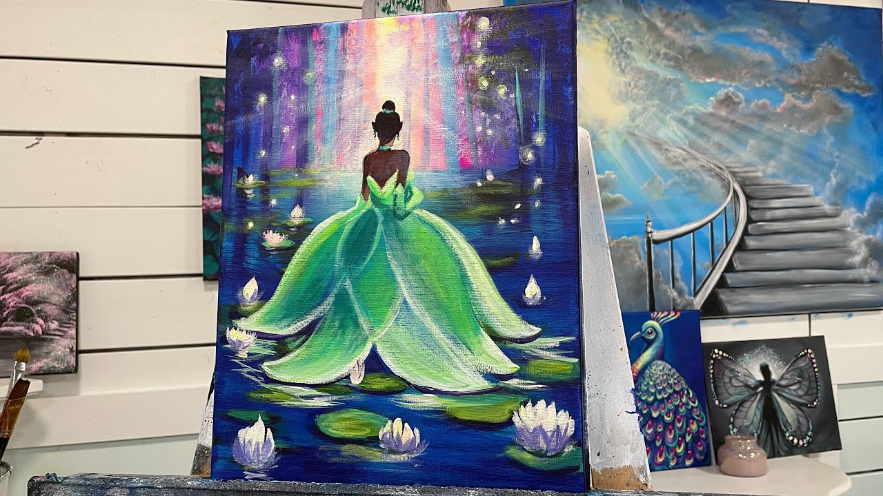 Как нарисовать принцессу и водяные лилии 🎨 акрилом