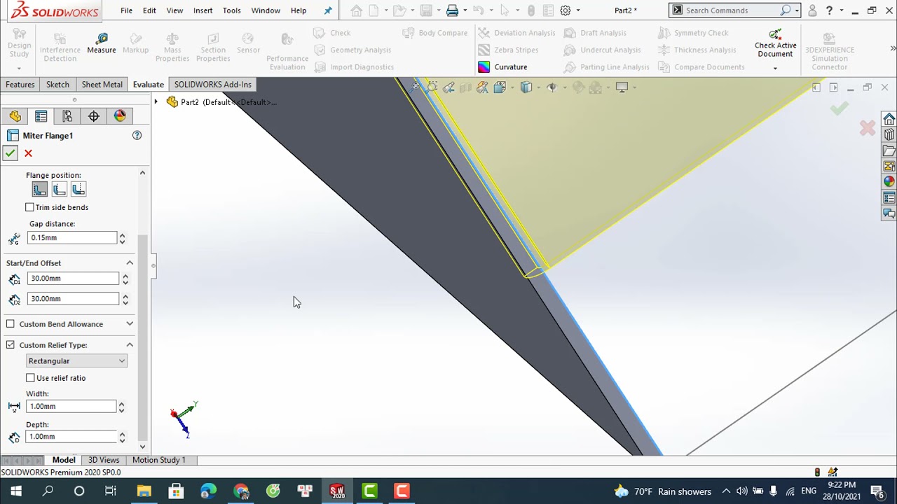 Cách dùng lệnh Miter Flange trong solidworks - Góc cơ khí
