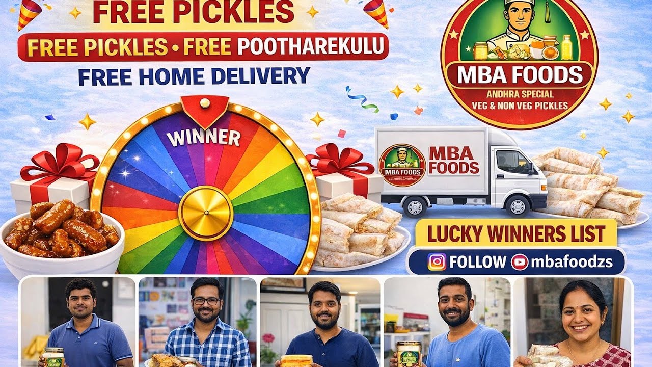 FREE Pickles & Pootharekulu & HOME DELIVERY 🎁 | Lucky Winners List | mbafoodzs   