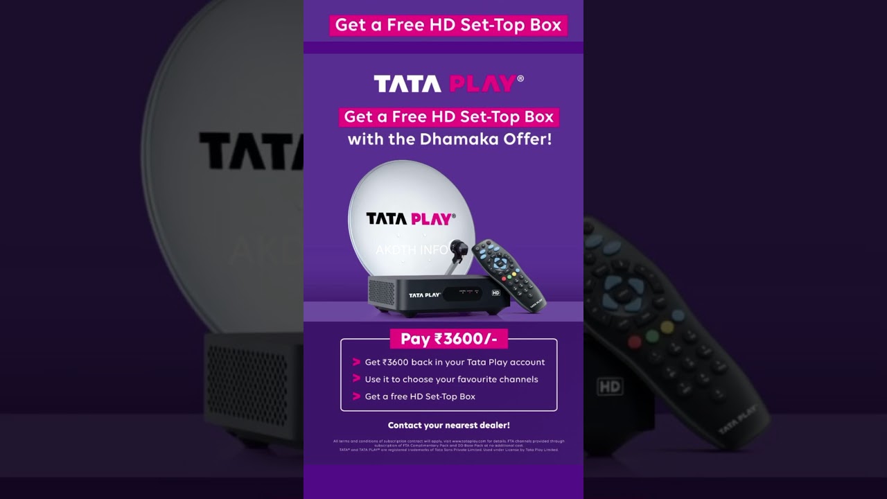 FREE tata play set top box free  #shortsfeed #shorts  tata play new connection offers
