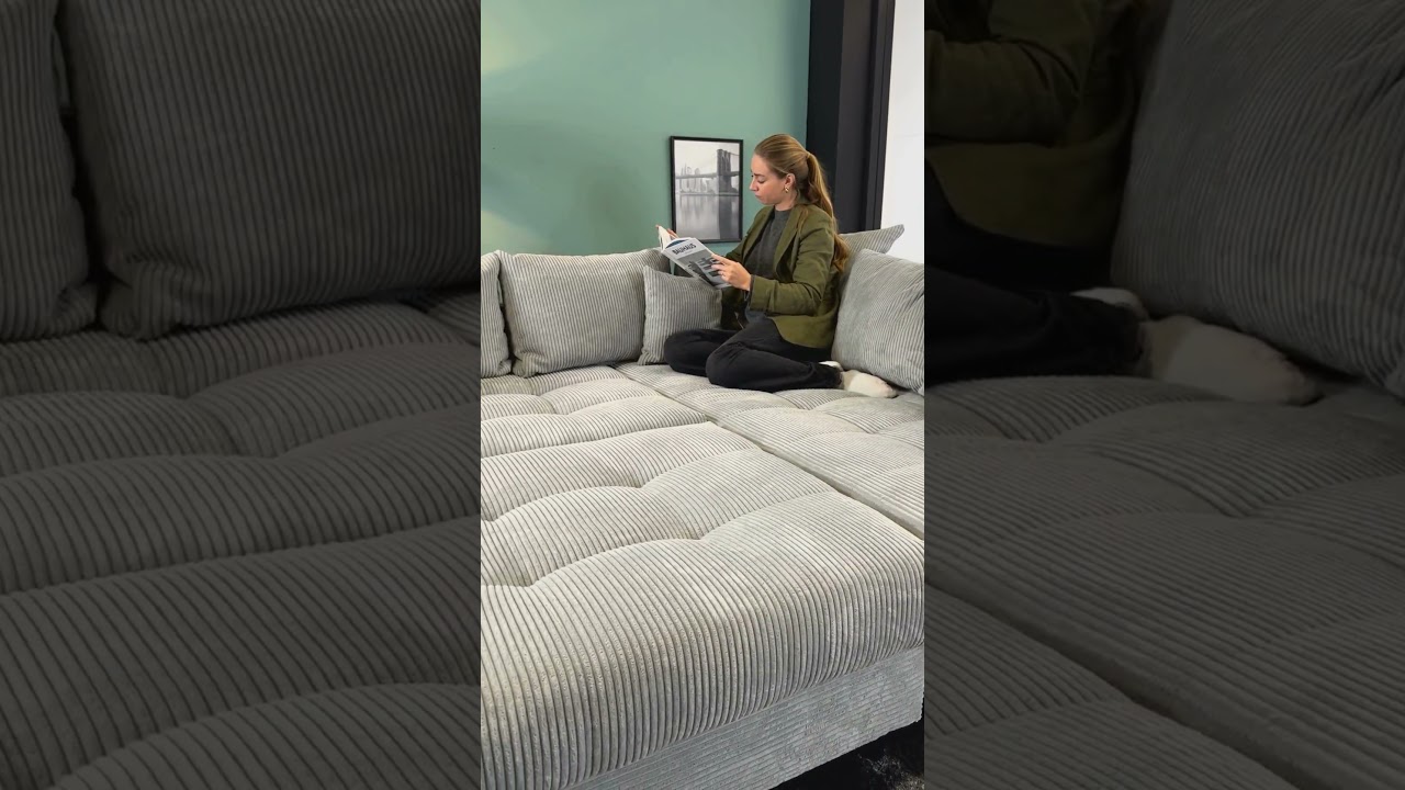 Ecksofa KENT hellgrau Cord | Riess-Ambiente.de
