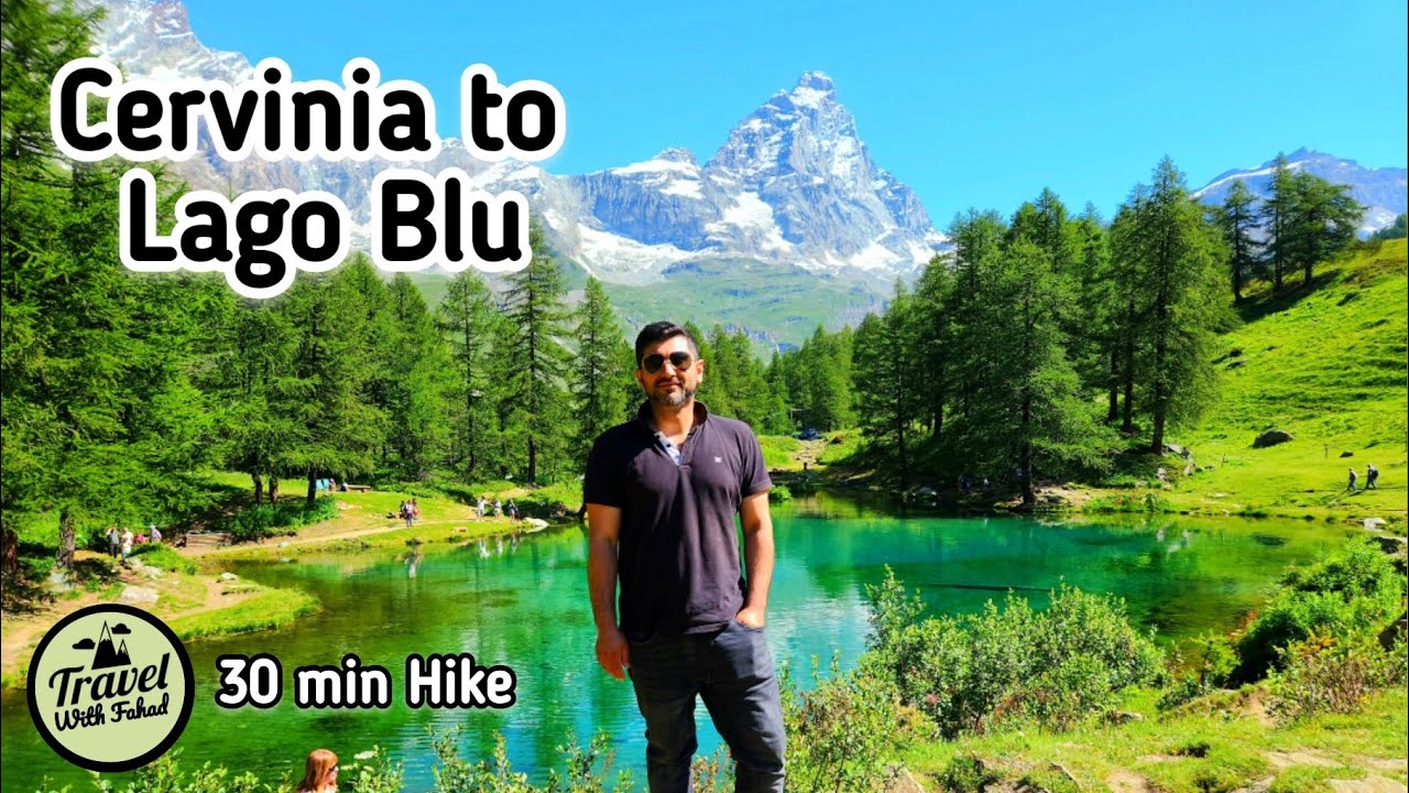 Walk and Hike from CERVINIA to LAGO BLU. Last town on ITALY SWITZERLAND border.