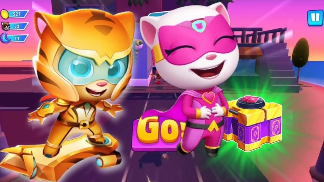 Talking Tom Hero da superb gameplay Super Angela 🆚 Tom ginger tom blue 💙 (Android gameplay)