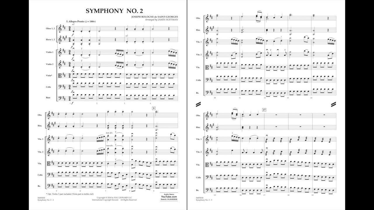 Symphony No. 2 by Joseph Bologne de Saint-Georges | Arr. Jamin Hoffman