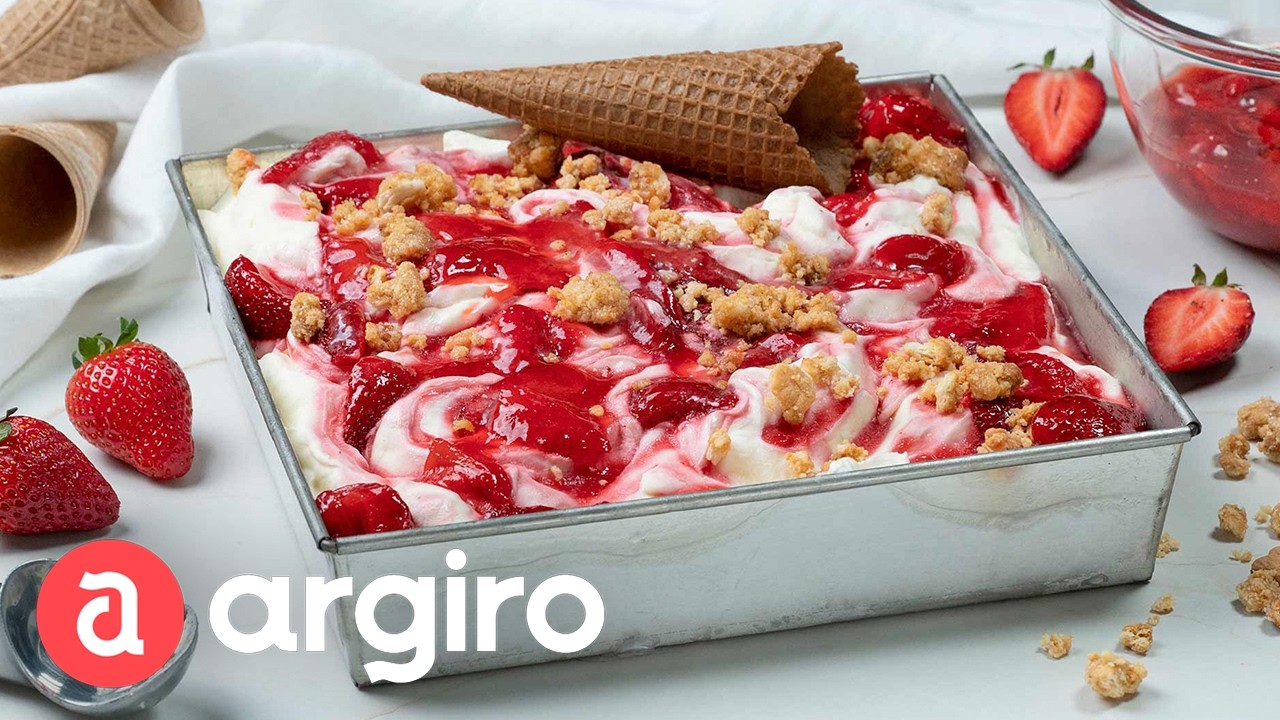 Παγωτό cheesecake με φράουλες | Αργυρώ Μπαρμπαρίγου