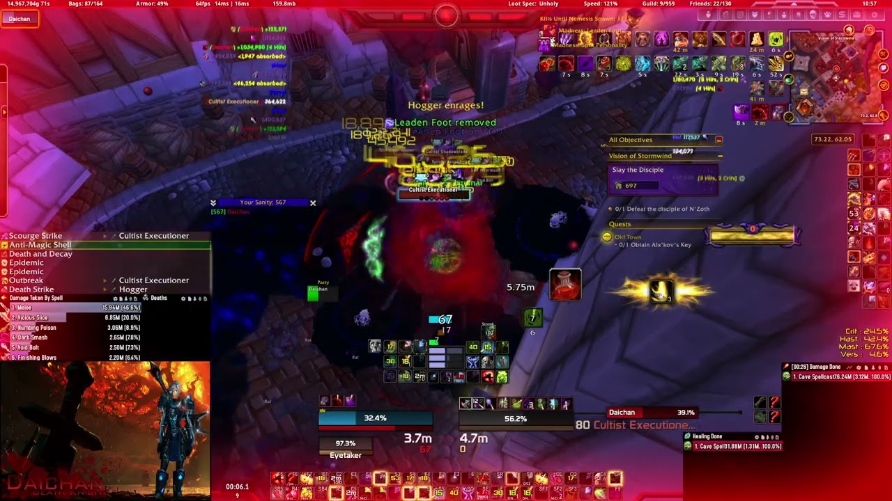 8 Mask Orbless Horrific Vision of Stormwind Revisited Full Clear - Unholy DK - 0 Orbs no self-rez